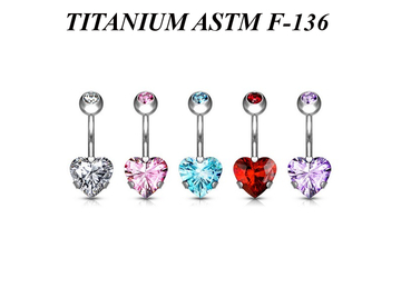 Банан титановый со стразом-сердцем