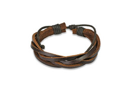 Браслет из кожи, коричневая плетенка