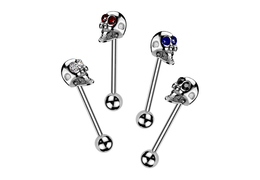 Штанга для языка стальной череп Штанга для языка стальной череп