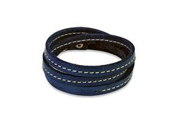 Браслет из кожи с прострочкой, синий
