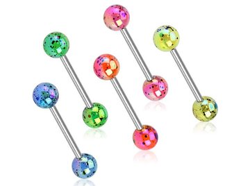 Штанга для языка цветной металлик