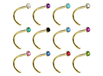 Нострил с золотым покрытием и Premium Crystals