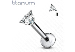 Лабрет из титана с треугольным стразом