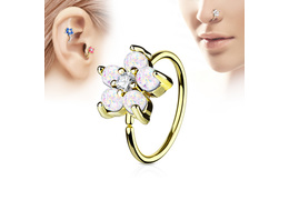 Кольцо раздвижное золотой опаловый цветок