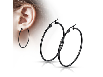 Серьги чёрные кольца, пара