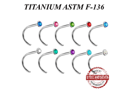 Титановый нострил Steel and Silver с премиальным кристаллом