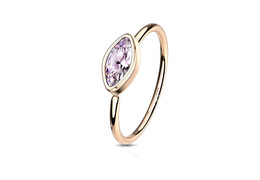 Кольцо раздвижное со стразом "маркиз" в розовом золоте