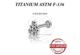 Лабрет Steel and Silver с кластером Premium Crystals