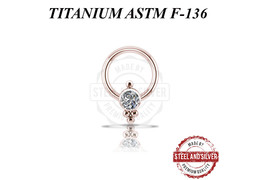 Кольцо из титана Steel and Silver розовое золото с кластером Swarovski