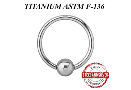 Кольцо из титана Steel and Silver с шариком