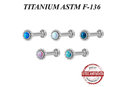 Лабрет из титана Steel and Silver с опалом