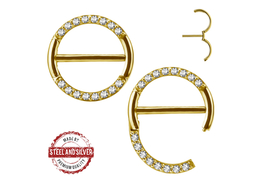 Кликер для груди Steel and Silver золотой ореол страз