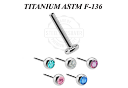 Безрезьбовой лабрет Steel and Silver из титана с Premium Zirconia