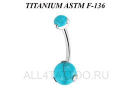 Банан из титана Ti Metal бирюзовый кабошон