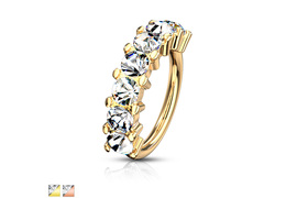 Кольцо раздвижное с золотым покрытием и кристаллами