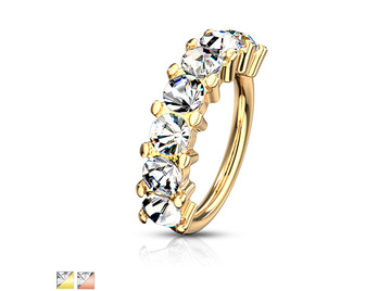 Кольцо раздвижное с золотым покрытием и кристаллами