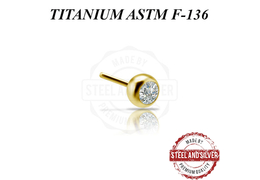 Вставка титановая Steel and Silver золотой шарик с фианитом Вставка титановая Steel and Silver золотой шарик с фианитом