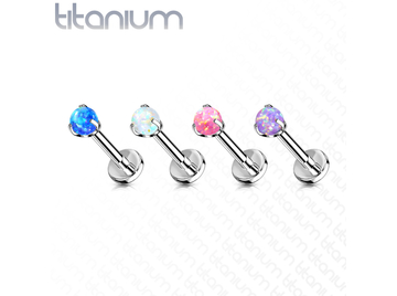 Безрезьбовой лабрет из титана с опаловым шариком