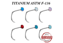 Нострил из титана Steel and Silver с опалом