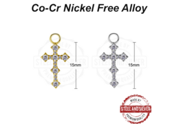 Подвеска Steel and Silver крест с Premium Zirconia