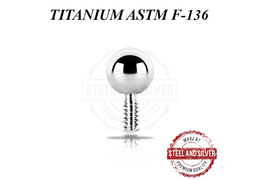 Шарик из титана Steel and Silver для украшений с внутренней резьбой